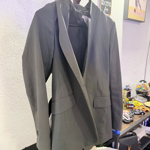 H&M Blazer — Minimalist, Tailored Fit - Dark Gray/Green - Size S - Picture 2 of 5